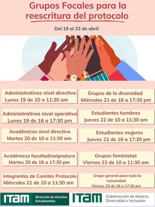 Póster Grupos focales para la reescritura del Protocolo - Personal administrativo (nivel directivo)